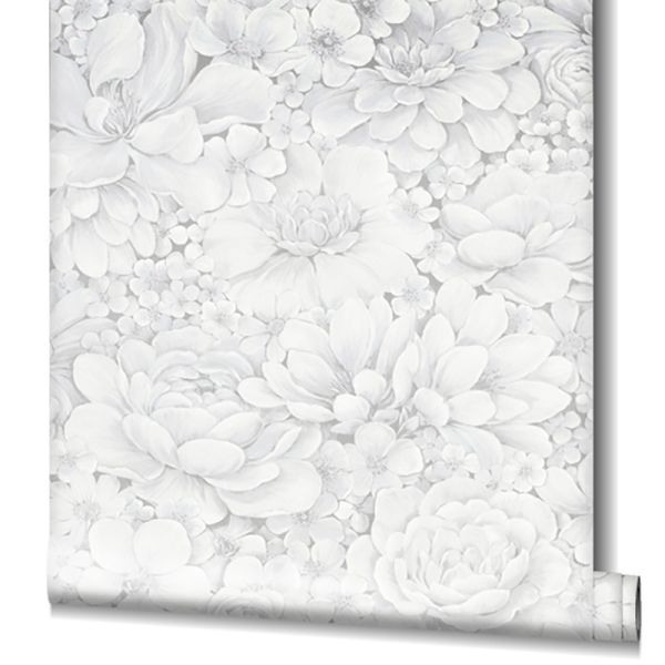 Pretty in white floral wallpaper