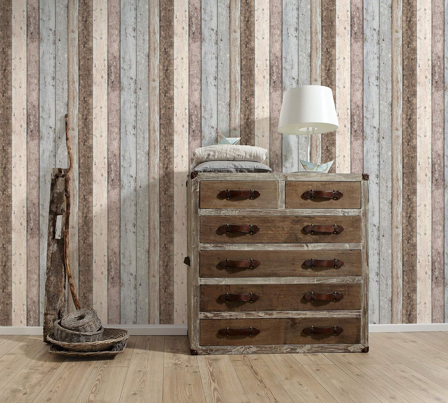 Distressed Wood Wallpaper