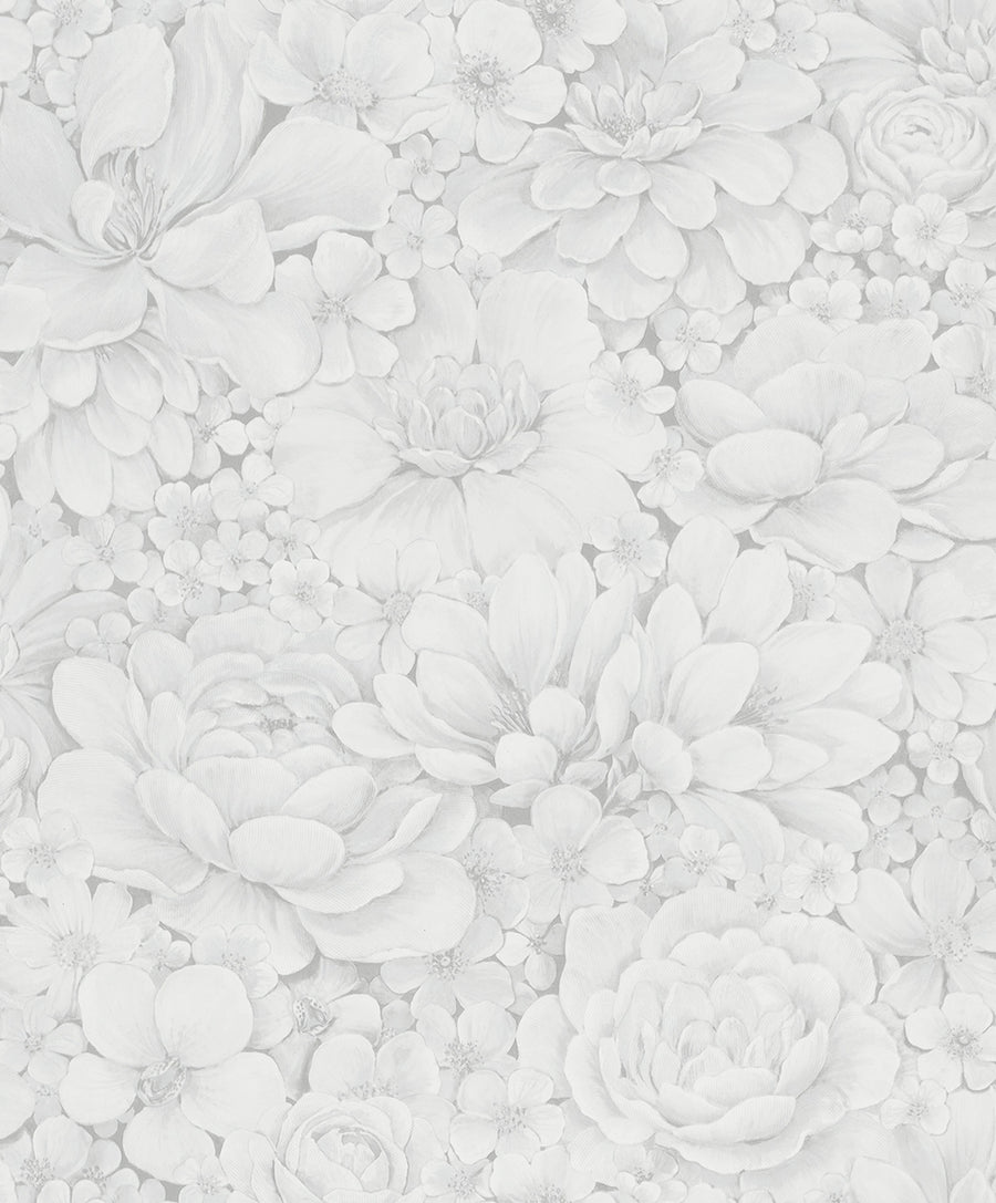Pretty in white floral wallpaper
