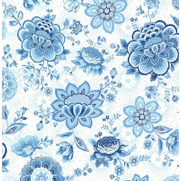 Pattern of blue flowers on a white background