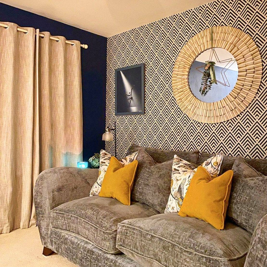 Navy and Gold Art Deco Wallpaper