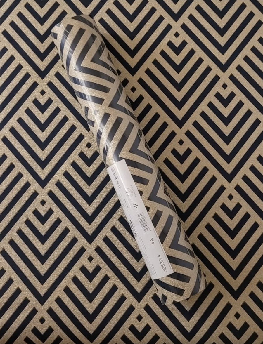Navy and Gold Art Deco Wallpaper