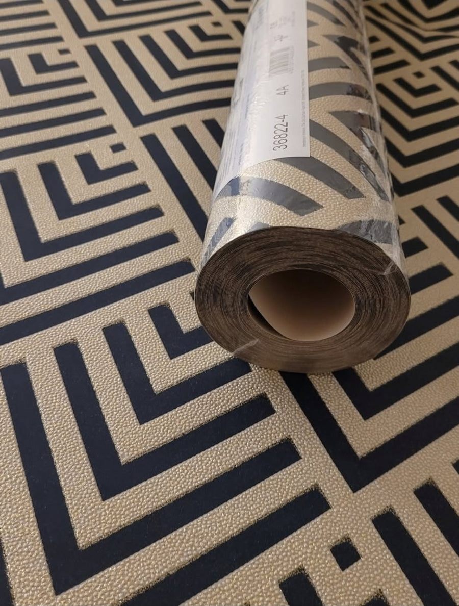 Navy and Gold Art Deco Wallpaper